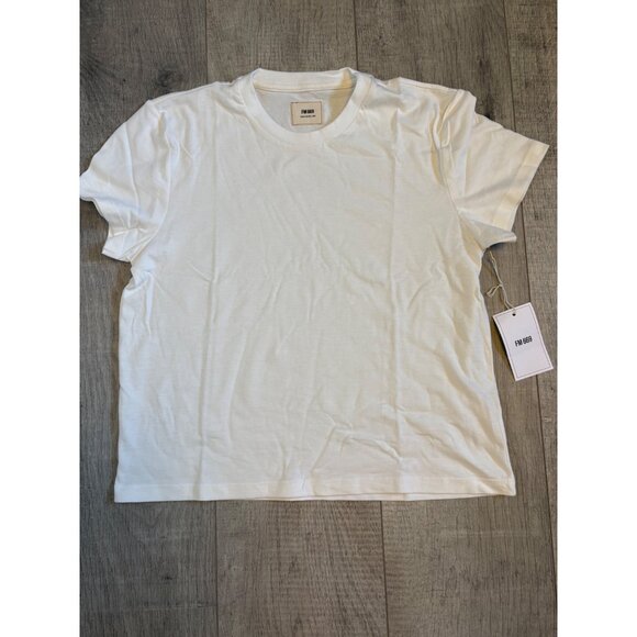 FM 669 T102 Unisex White T-Shirt Size M Cotton Crew Neck - Picture 6 of 11